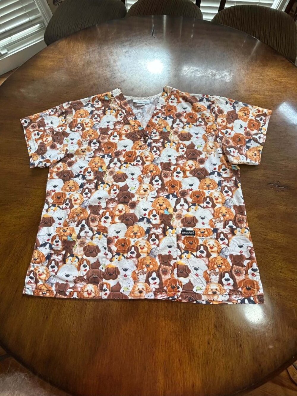 Vintage Puppies & Kitty Cats Medical Scrub Top